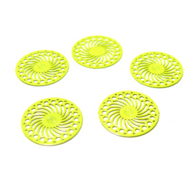 PS110146634 PAX 20 Estampes pendentif  filigrane Rosace Noire de 14mm 