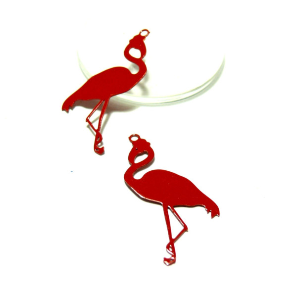 PS110146644 Lot de 20 Estampes pendentif filigrane Flamingo Flamant Rose Bleu électrique 27mm