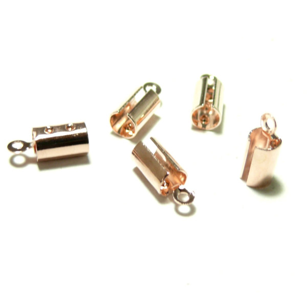 Embouts Attache Ruban pour cordon de 4mm cuivre couleur Or Rose