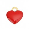 Sequins médaillons résine style émaillés Biface Petit coeur 10mm Rouge sur une base en métal doré