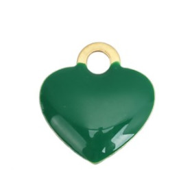 PS110149025 PAX 5 sequins médaillons résine style émaillés Biface Petit coeur 10mm Vert