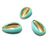 perles intercalaires émaillés Cauri résine emaille Turquoise