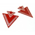 PS110146622 Lot 4 Estampes pendentif Geometrique Double Triangle de 40mm Rouge