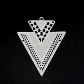 AB113335 Lot 4 Estampes pendentif Geometrique Double Triangle de 40mm couleur Blanc