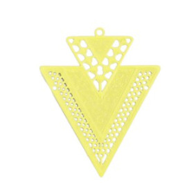 AB113335 Lot 4 Estampes pendentif Geometrique Double Triangle de 40mm Jaune