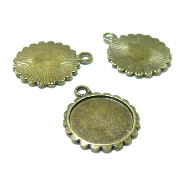Pendentifs ARTY Rond 16mm, metal couleur Bronze