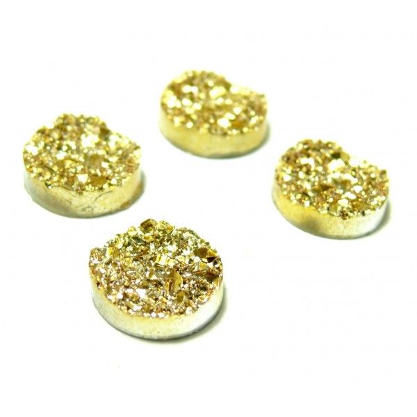 Cabochons plat druzy, drusy ronds 12mm