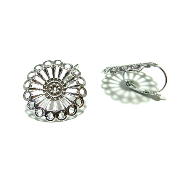 Boucle d'oreille spoutnik 25mm, métal couleur argent platine