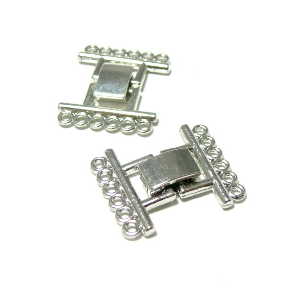 Fermoirs Clips 6 Rangées Métal Argent Platine