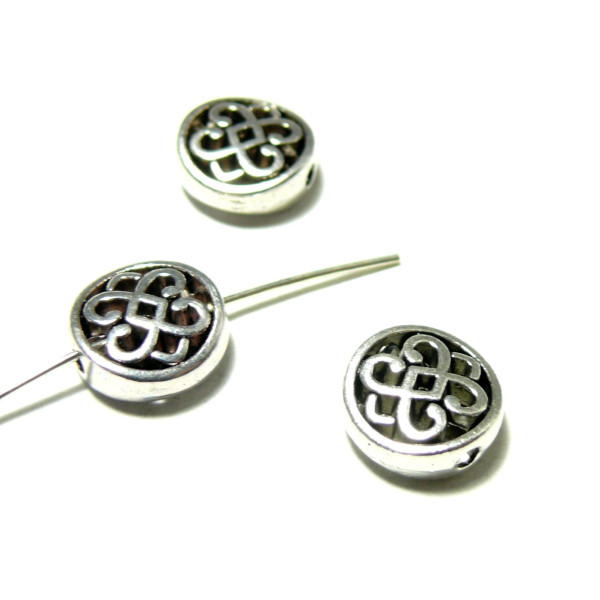 PAX: 20 perles Intercalaire ARABESQUE RONDE metal ARGENT ANTIQUE S1186351