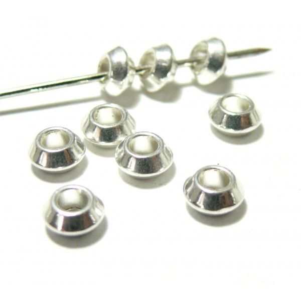 PAX 50 perles intercalaires RONDELLES OVNI 6mm metal couleur ARGENT ANTIQUE PS11561