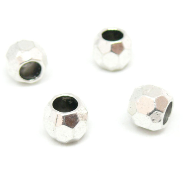 PS110138579 PAX 25 perles intercalaires a facettes 8mm Trou 4,2mm  métal couleur Argent Antique