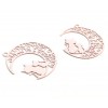 AE116189 Lot de 4 Estampes pendentif filigrane Chats et Lune Rose Claire 20 par 25mm