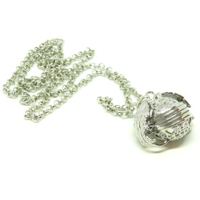 PS110122329 PAX 1 Pendentif Cage pour Perle Bola fleur et trèfle 18mm couleur Argent Platine