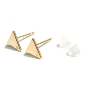 PS110143460 PAX 2 paires  Boucle d'oreille Puce Triangle 12mm cuivre couleur Doré avec trou et embouts poussoirs