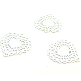Estampes pendentif Coeur Dentelle 14 par 15mm Blanc