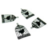 Estampes pendentif filigrane Cage et Oiseau couleur Noir 23 par 15mm