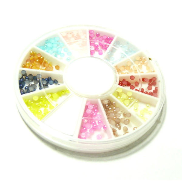 1 BOITE DE 240 cabochons nacré fond plat multicolores 2mm NAIL ART Multicolores