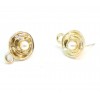 supports Boucle d'oreille Puce ronde 3D avec perles metal couleur Doré avec attache et embouts poussoirs