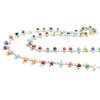 50 cm Chaine Laiton ARGENT PLATINE et perles de verre, rocaille Multicolore 2,5mm ref 39