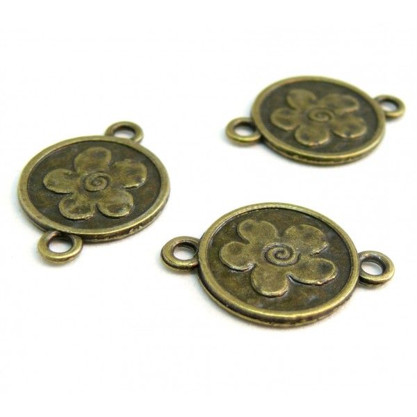 130827102458 PAX 50connecteurs pendentifs petites fleurs  métal couleur Bronze