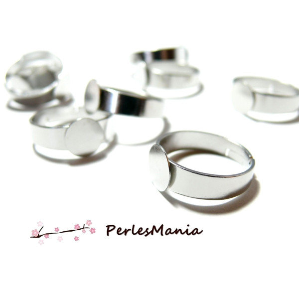 Supports de bague plateau lisse 8 mm laiton couleur ARGENT PLATINE