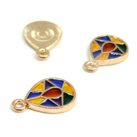 S110140775 PAX 10 sequins médaillons émaillés Eventail 13 par 12mm Bleu Turquoise