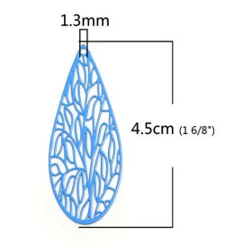 S110206584 PAX 10 Estampes pendentif filigrane Goutte travaillées de 45mm
