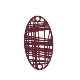Estampes Pendentif Connecteur Filigrane Ovale Futuriste Rouge Bordeaux 24mm