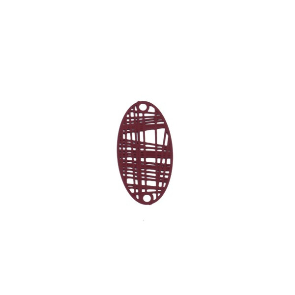 Estampes Pendentif Connecteur Filigrane Ovale Futuriste Rouge Bordeaux 24mm