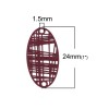 S110204888 PAX 10 Estampes pendentif filigrane Ovale Futuriste Rouge Bordeaux de 24mm