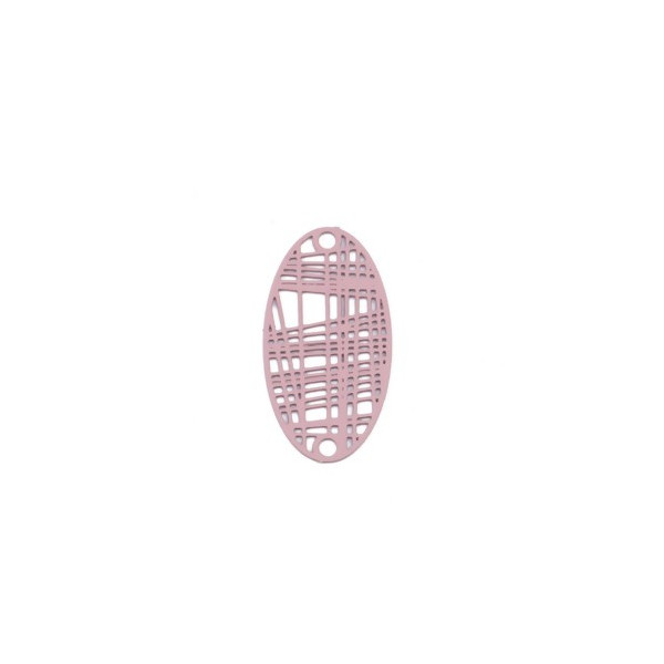 S110204890 Lot de 10 Estampes pendentif connecteur filigrane Ovale Futuriste Rose de 24mm