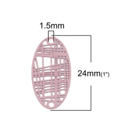 S110204890 PAX 10 Estampes pendentif filigrane Ovale Futuriste Rose de 24mm