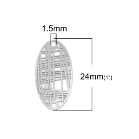 Estampes Pendentifs Connecteurs Filigrane Ovale Futuriste 24mm – Argent Platine
