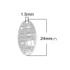 Estampes Pendentifs Connecteurs Filigrane Ovale Futuriste 24mm – Argent Platine