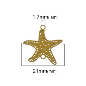 PS110204873 PAX 10 Estampes pendentif connecteur Etoile de mer Moutarde 21mm