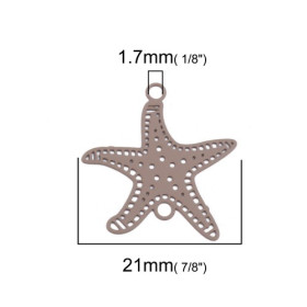 PS110204870 PAX 10 Estampes pendentif connecteur Etoile de mer Beige Taupe 21mm