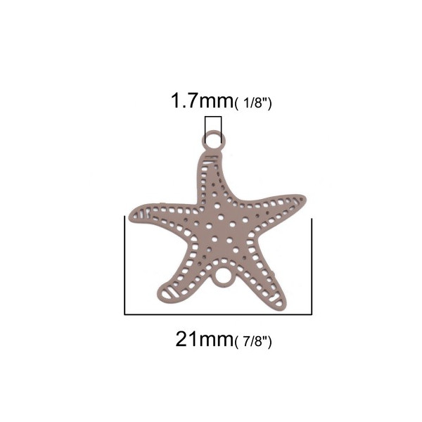 Estampes Connecteur Pendentif Étoile de Mer Beige Taupe 21mm
