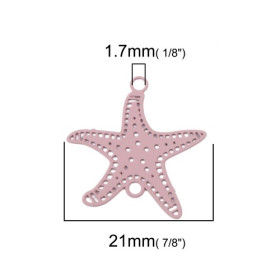 PS110204871 PAX 10 Estampes pendentif connecteur Etoile de mer Rose 21mm