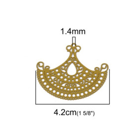 PS110204898 PAX 5 Estampes pendentif connecteur chandelier filigrane Jaune Moutarde 42mm