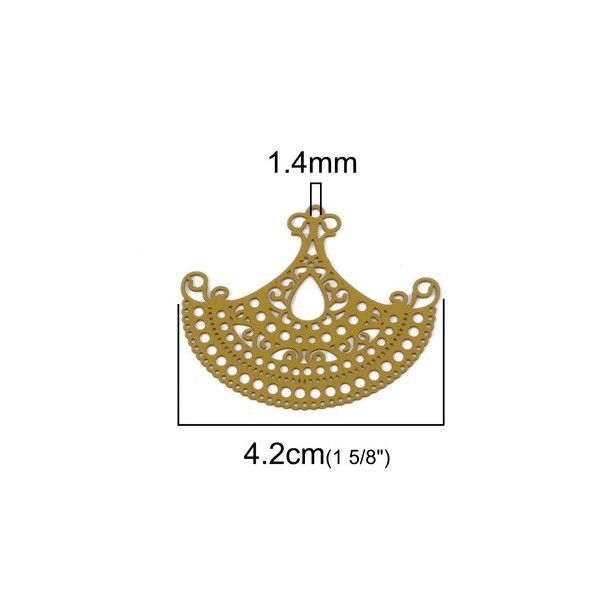 PS110204898 PAX 5 Estampes pendentif connecteur chandelier filigrane Jaune Moutarde 42mm