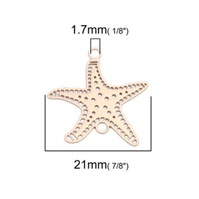 PS110204875 PAX 10 Estampes pendentif connecteur Etoile de mer Doré 21mm