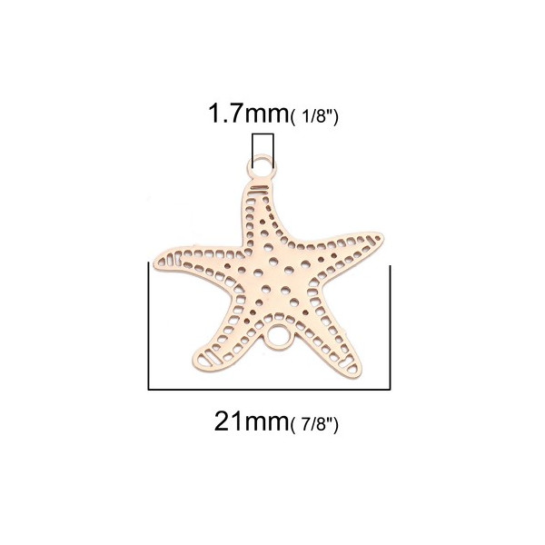Estampes pendentif connecteur Etoile de mer Doré 21mm