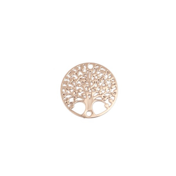 Estampes Pendentif Connecteur Filigrane Médaillon Arbre à Cœur 20 mm – Cuivre – Doré