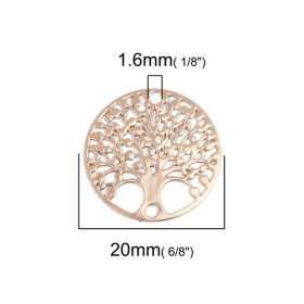 Estampes Pendentif Connecteur Filigrane Médaillon Arbre à Cœur 20 mm – Cuivre – Doré