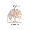Estampes Pendentif Connecteur Filigrane Médaillon Arbre à Cœur 20 mm – Cuivre – Doré
