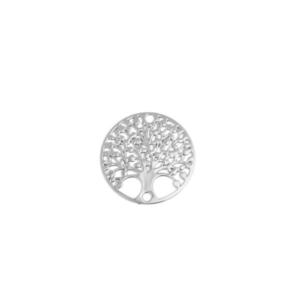Estampes Pendentif Connecteur Filigrane Médaille Arbre à Cœur 20mm Argent Platine