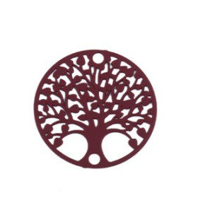 Estampes pendentif connecteur filigrane Medaillon Arbre à coeur Rouge Bordeaux de 20mm