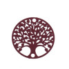 Estampes pendentif connecteur filigrane Medaillon Arbre à coeur Rouge Bordeaux de 20mm