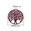 Estampes pendentif connecteur filigrane Medaillon Arbre à coeur Rouge Bordeaux de 20mm